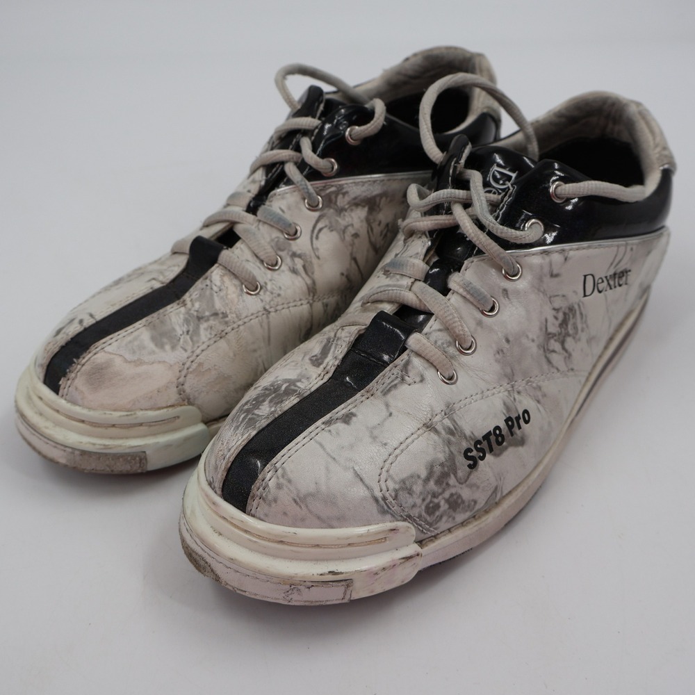 Dexter SST8 Pro Bowling Shoes Mens 9.5 White Black Marble Iridescent DP0001398